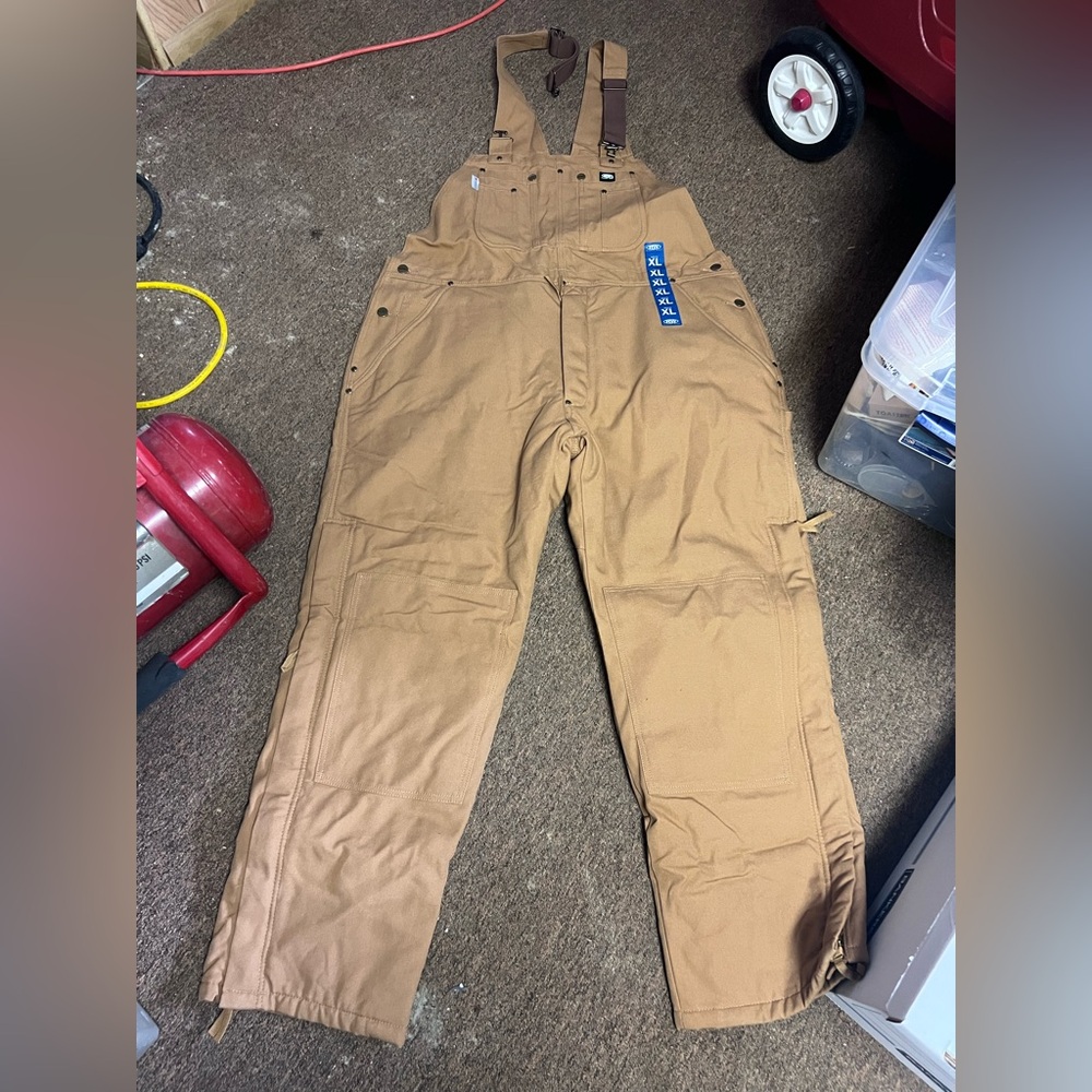 Carhartt-Style Rugged wear insulated Brown Work Bib Overalls size XL #Z-16